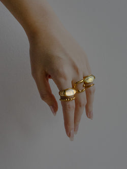 Gold Lucite Ring - Transparent