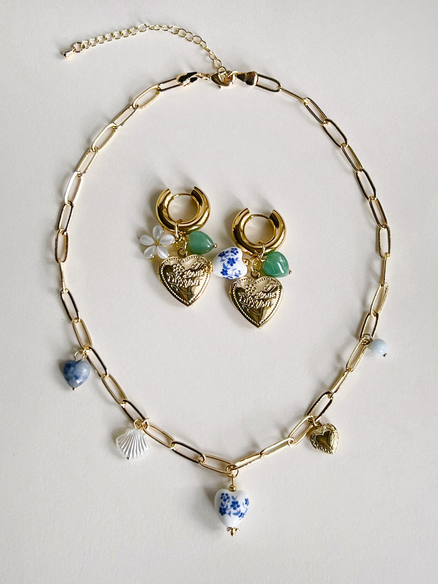 Eclectic Charm Necklace - Blue Heart Ceramic