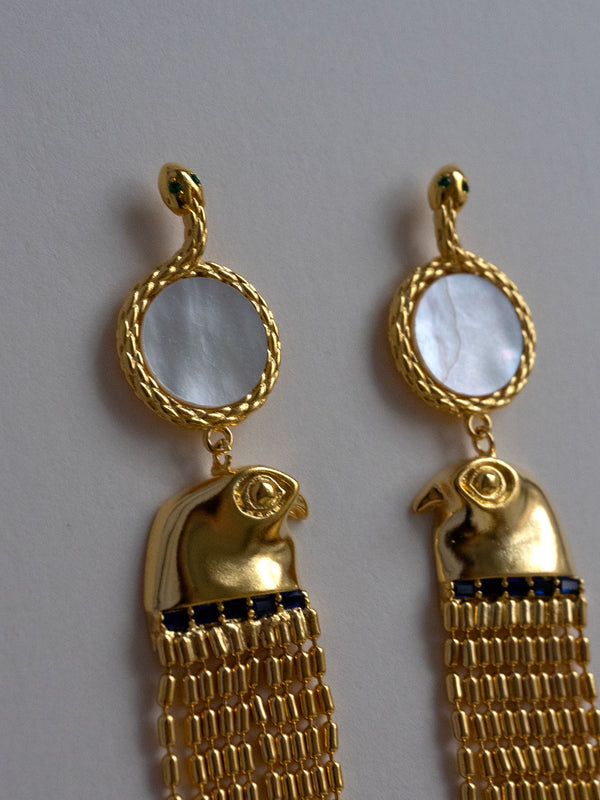 Horus Earrings With Shell Crest