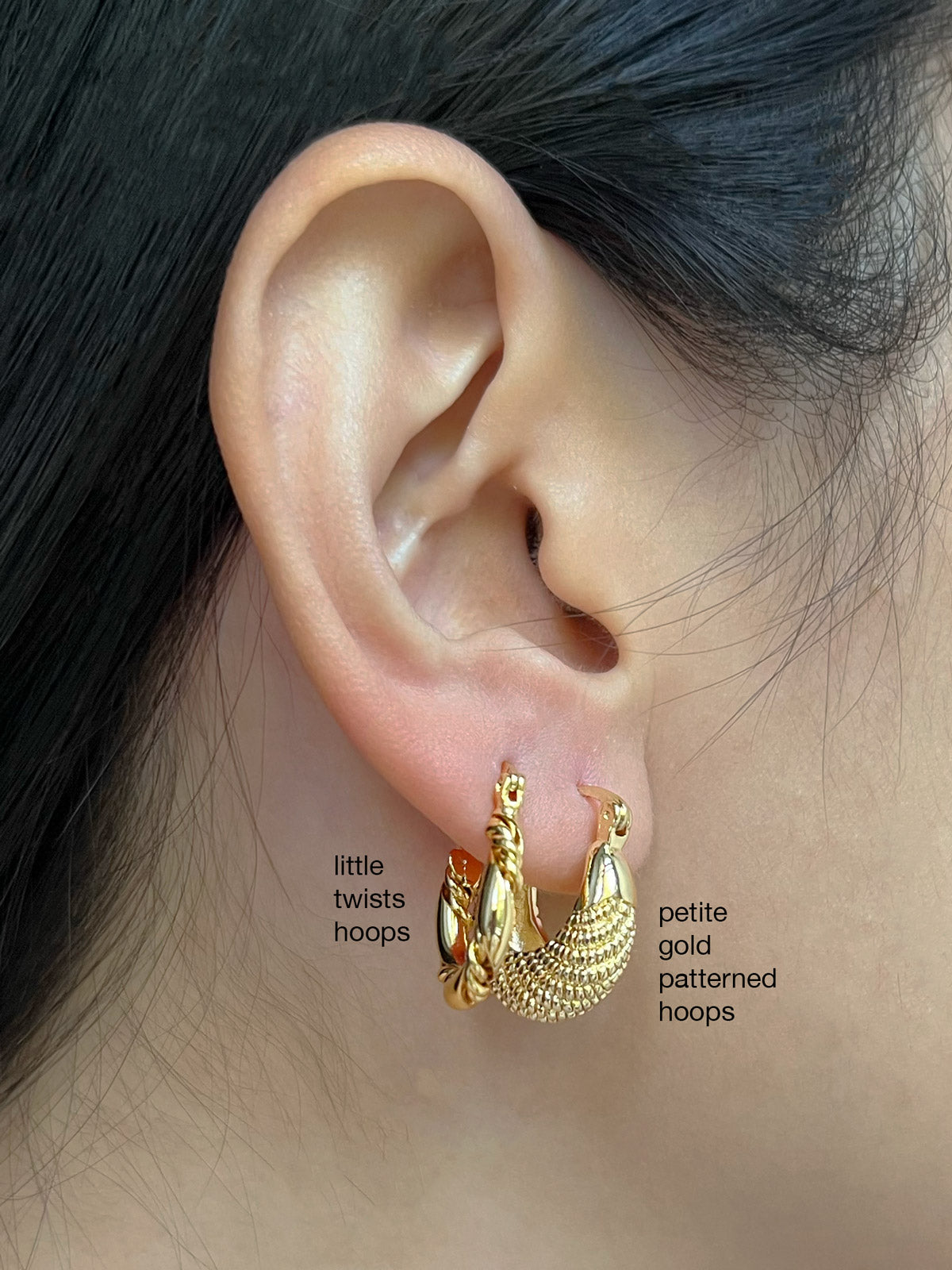 Petite Gold Patterned Hoops