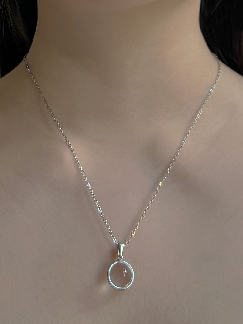 Lucite Globule Necklace - Silver