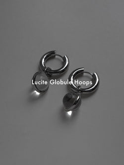 Lucite Globule Hoops - Silver