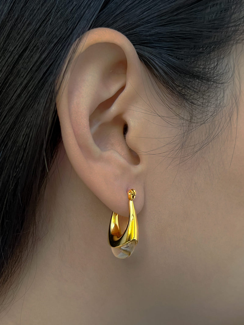 Gold Lucite Hoops - Transparent