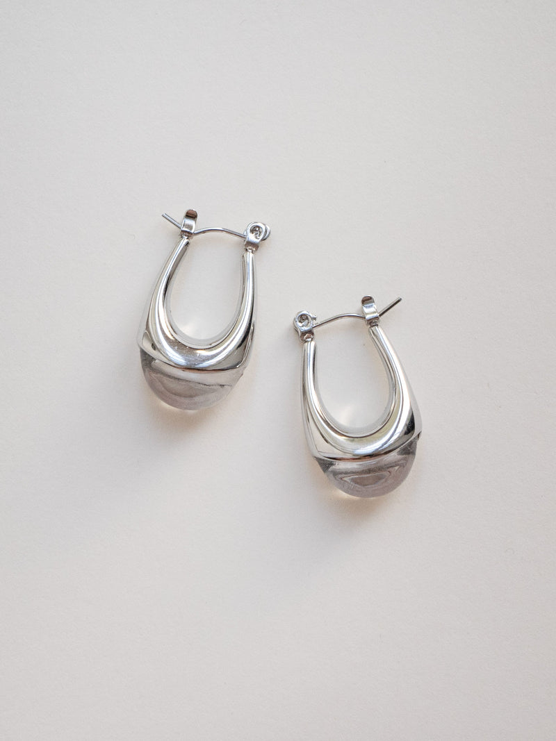 Silver Lucite Hoops - Transparent