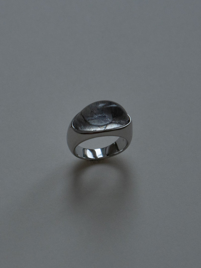 Silver Lucite Ring - Transparent