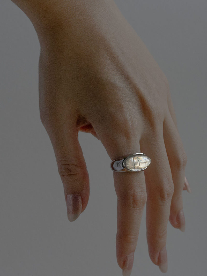 Silver Lucite Ring - Transparent