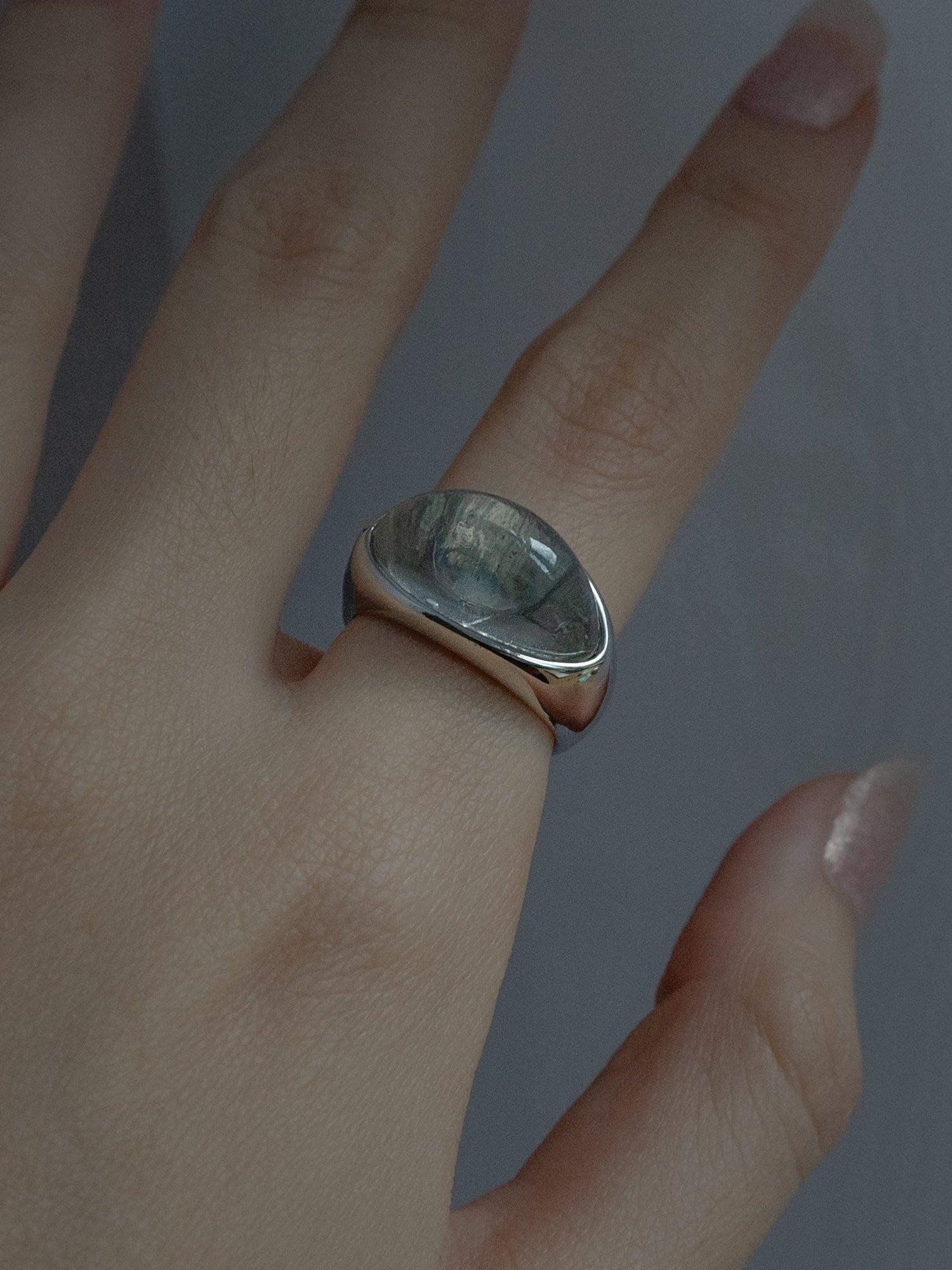 Silver Lucite Ring - Transparent