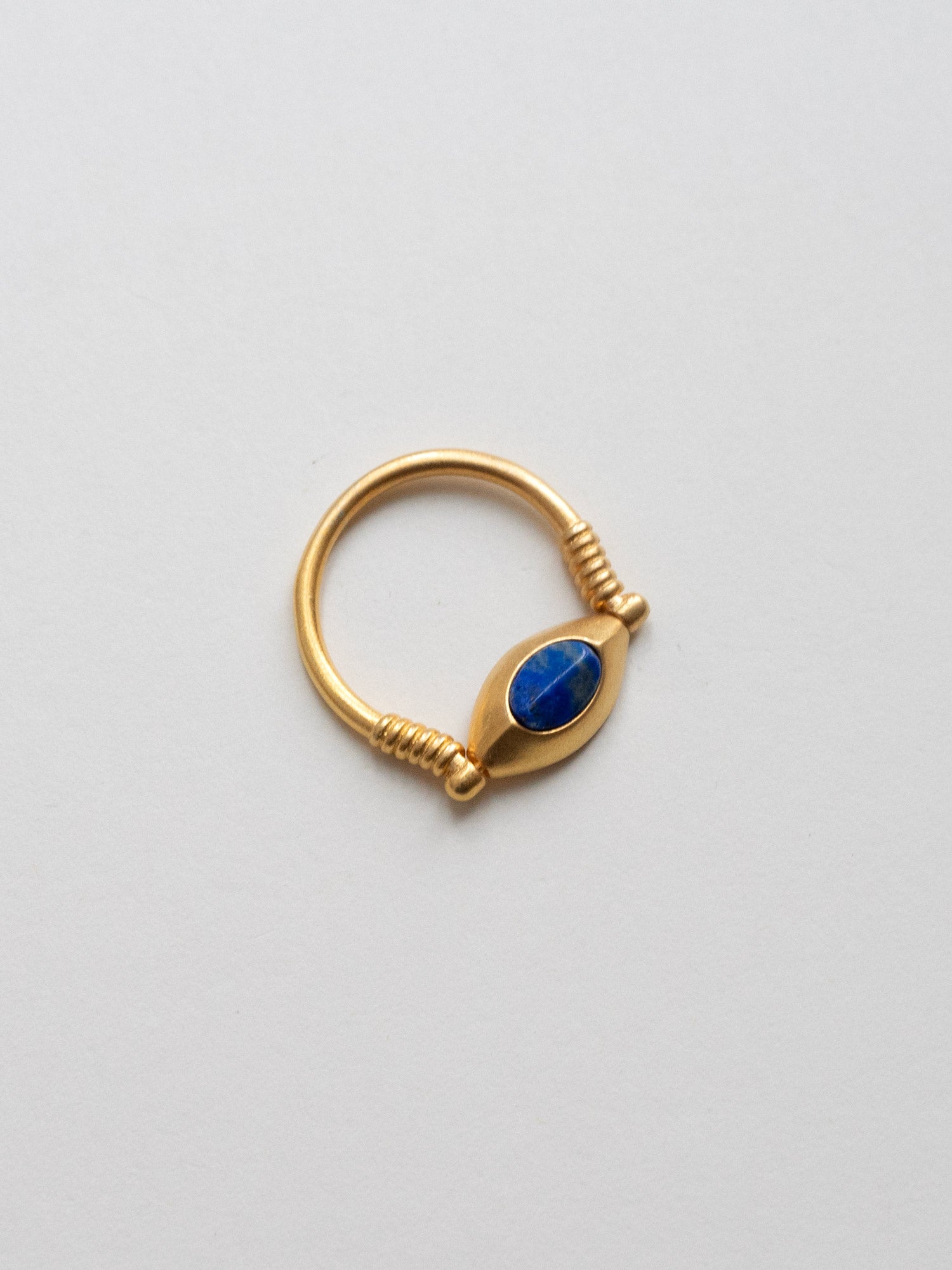 Eye of Horus Matte Gold Ring - Blue Stone