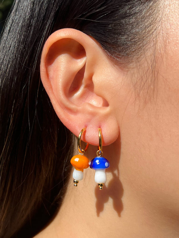 Petite Mushroom Hoops - Blue