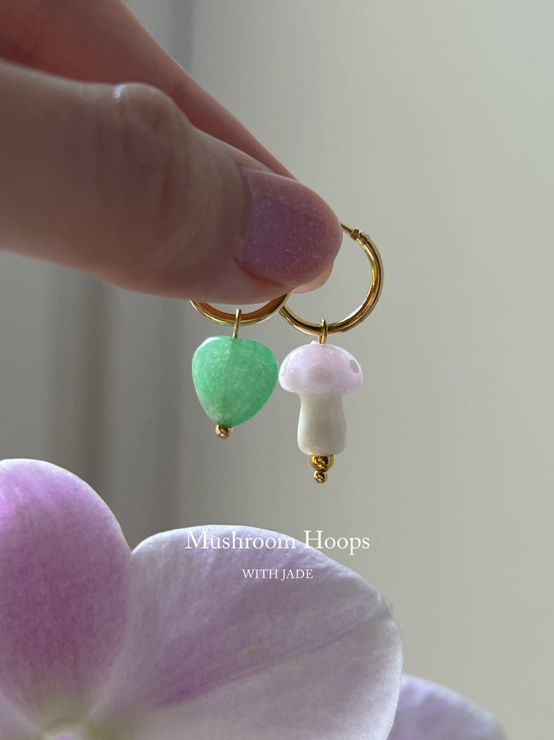 Petite Mushroom Mismatch Hoops - Pink