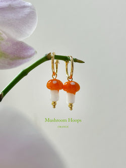 Petite Mushroom Hoops - Orange