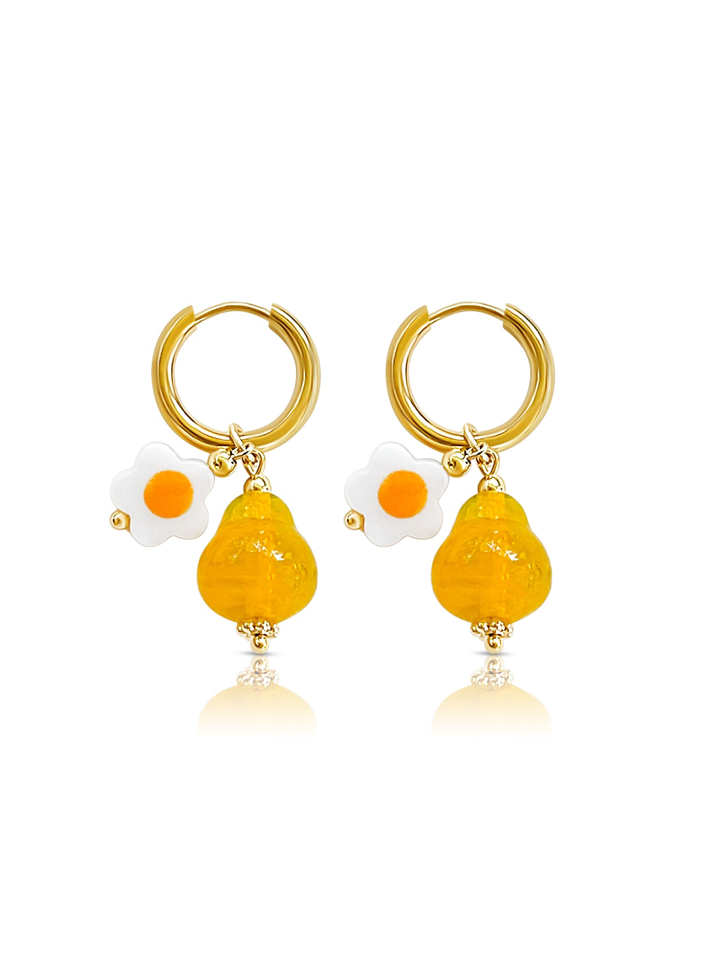 Orange Pear Hoops with Eggy Flowers