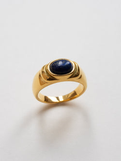 Oval Blue Stone Band Ring (Size 7)