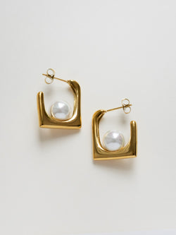 Inlaid Pearl Square Earrings
