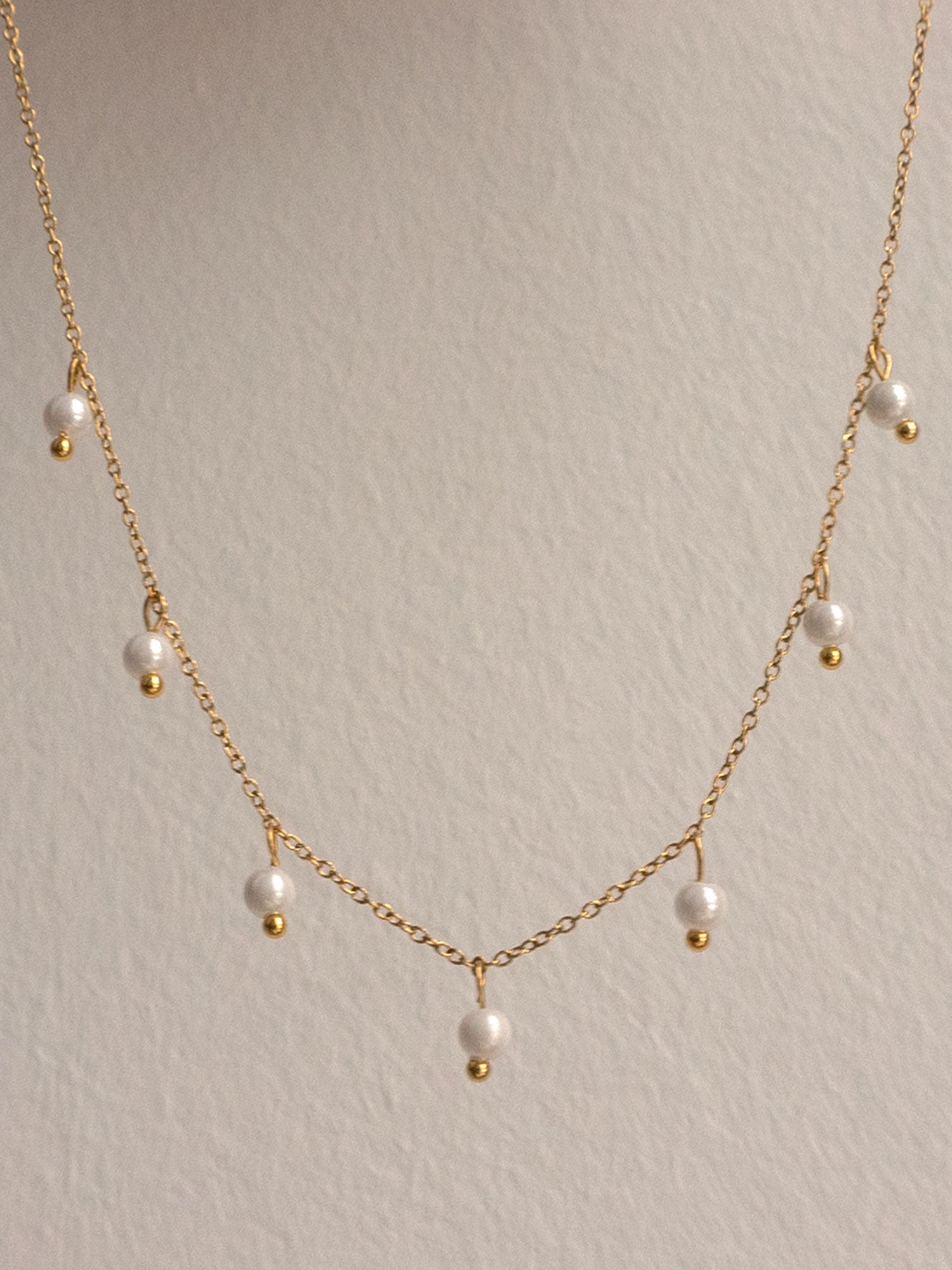 Petite Dangling Pearls Necklace