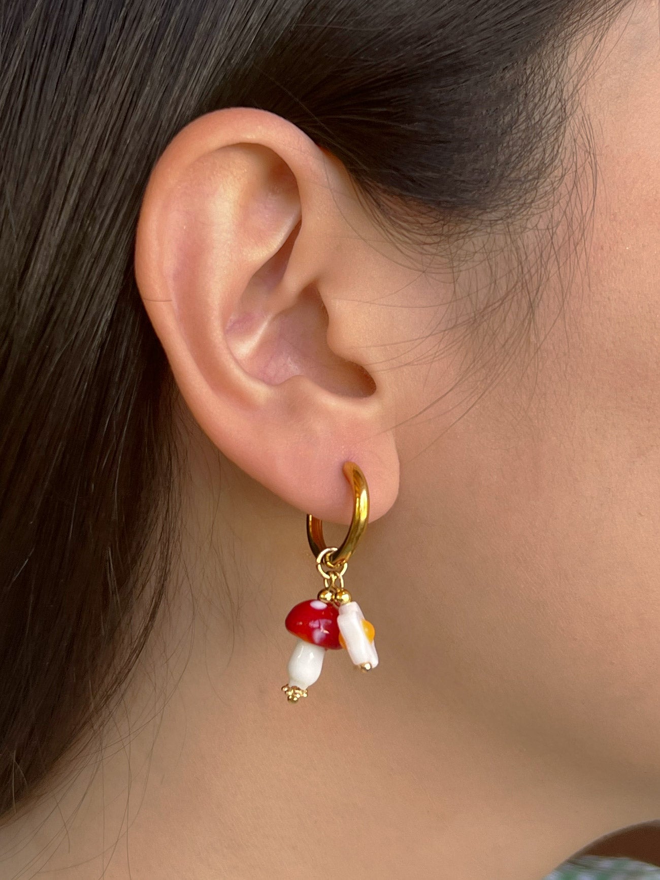 Red Mushroom Hoops with Eggy Flowers