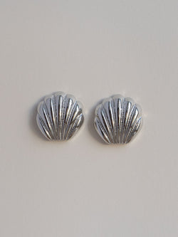 Jumbo Seashell Earstuds - Silver