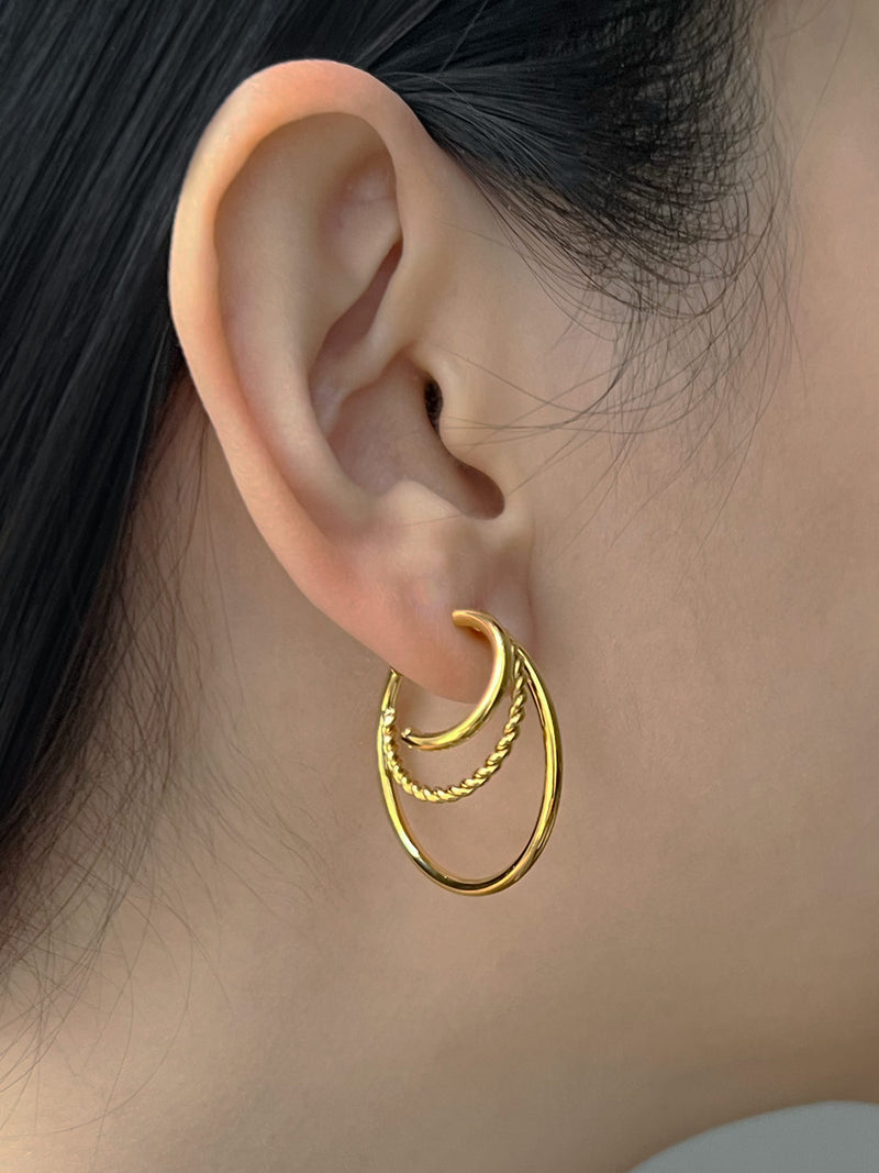 Triple Hoop Earrings - Textured