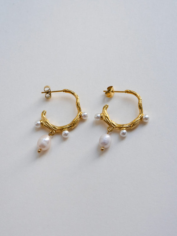 Fluidity Inlaid-Pearl Earrings
