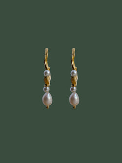Fluidity Inlaid-Pearl Earrings