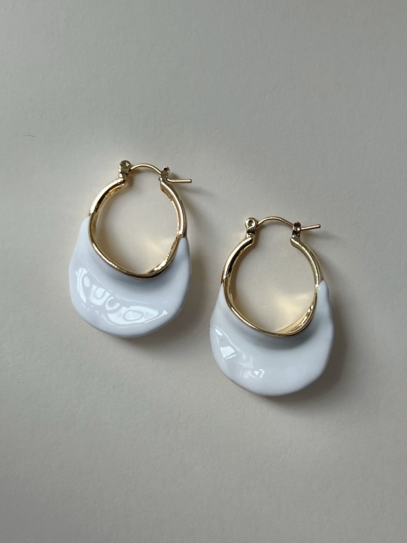 Chic White Enamel Hoops