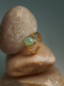 Oval Stone Crystal Ring - Aventurine/Green