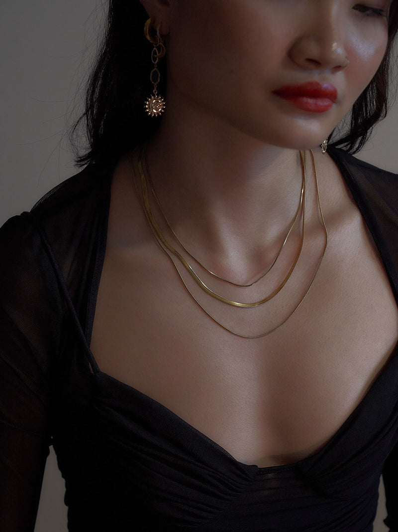 Tri-layered Snake Chain Necklace