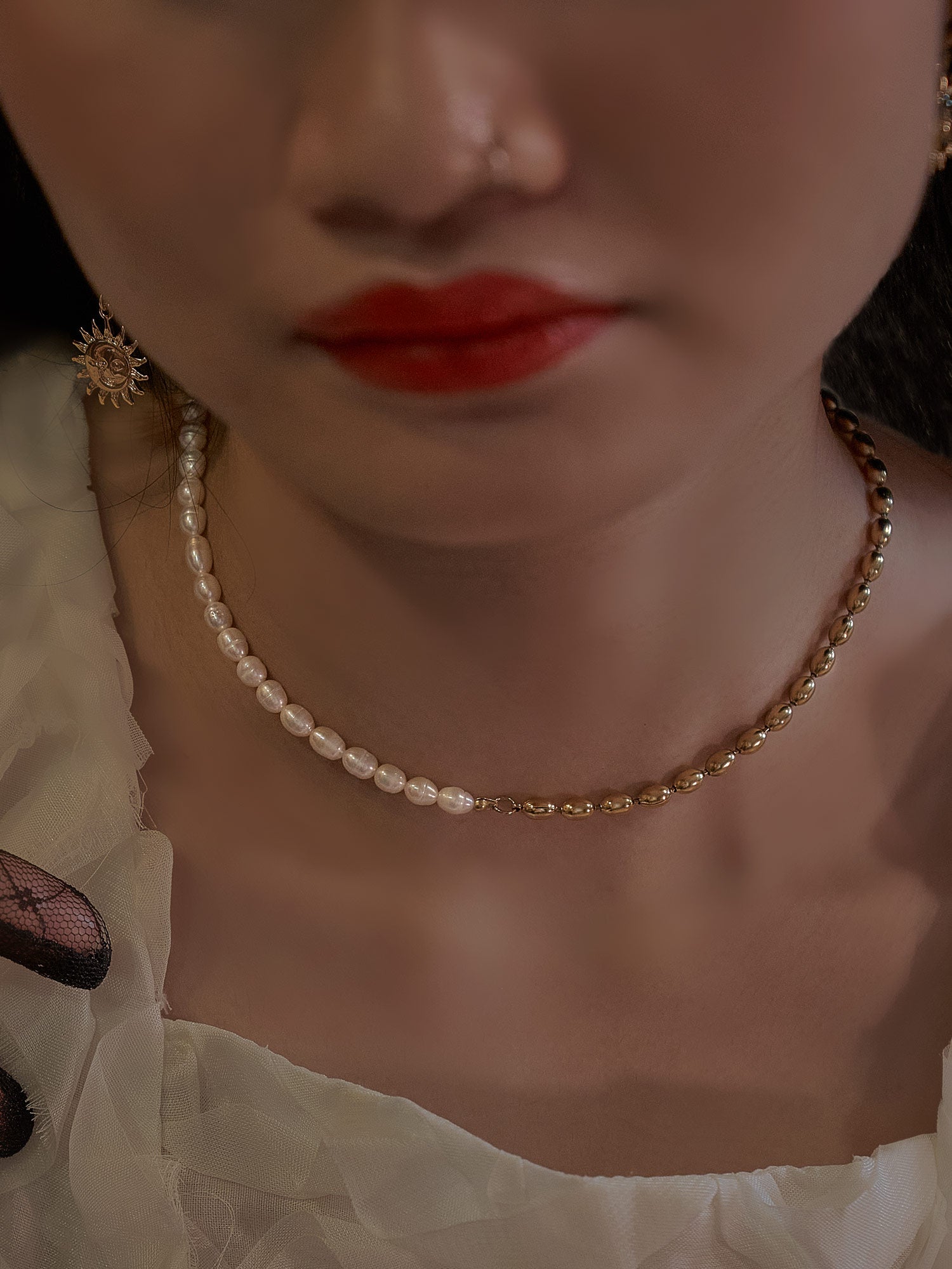23SM pearl gold necklace model