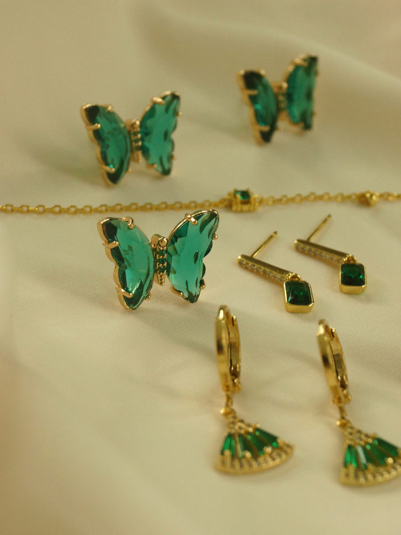 RIKA Butterfly Earstuds - Emerald Green *S925 Earposts