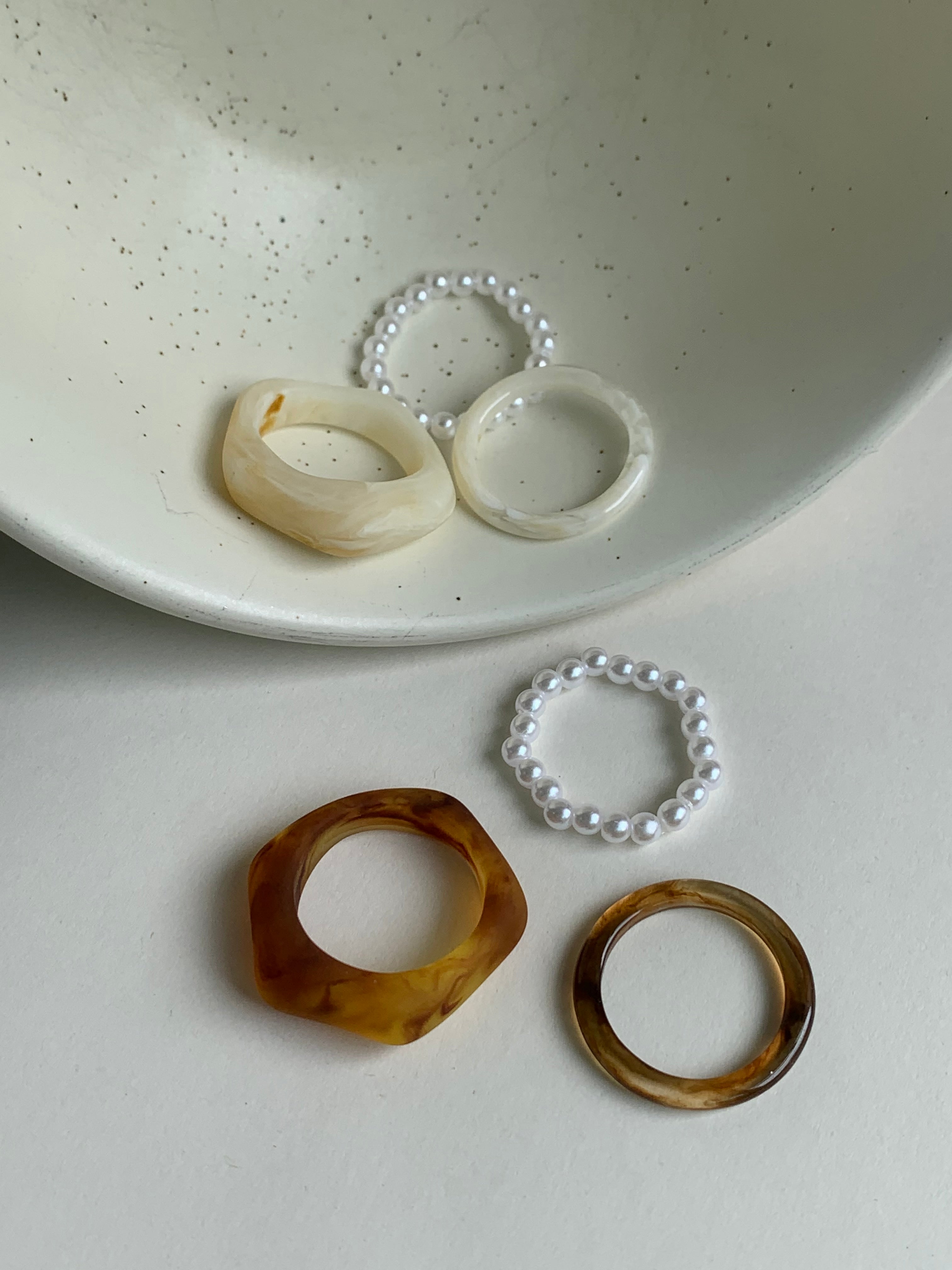 Set of 3 Rings - Cream