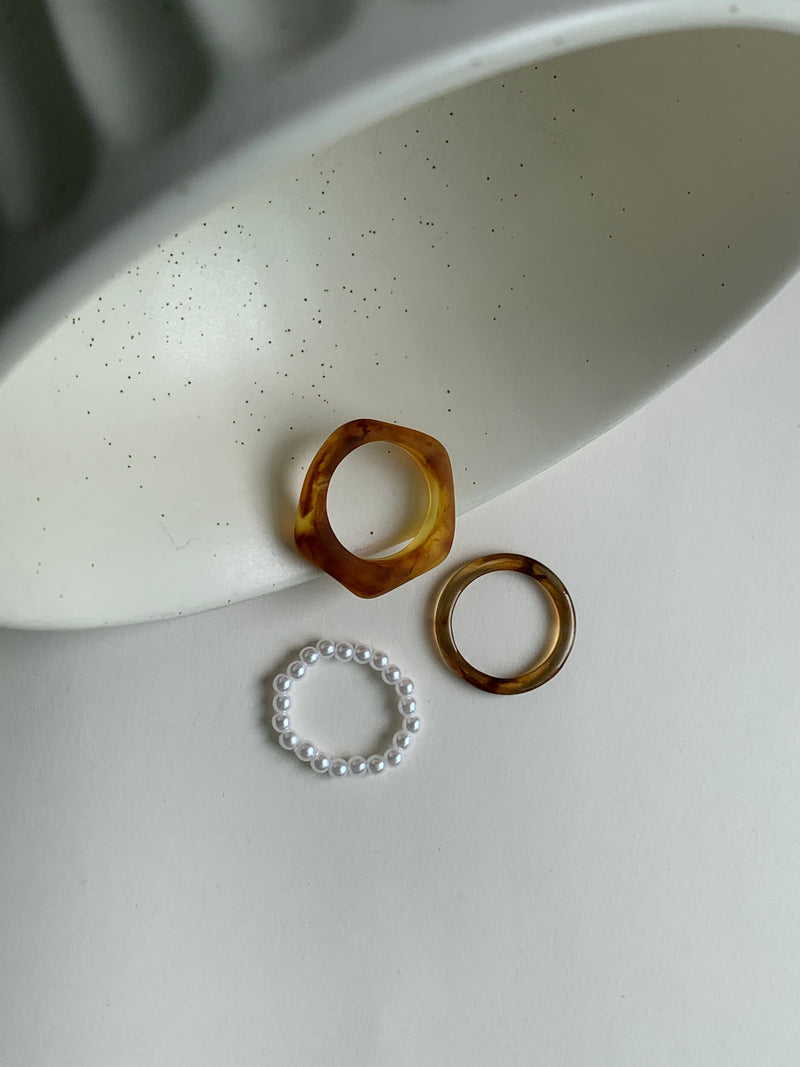 Set of 3 Rings - Brown