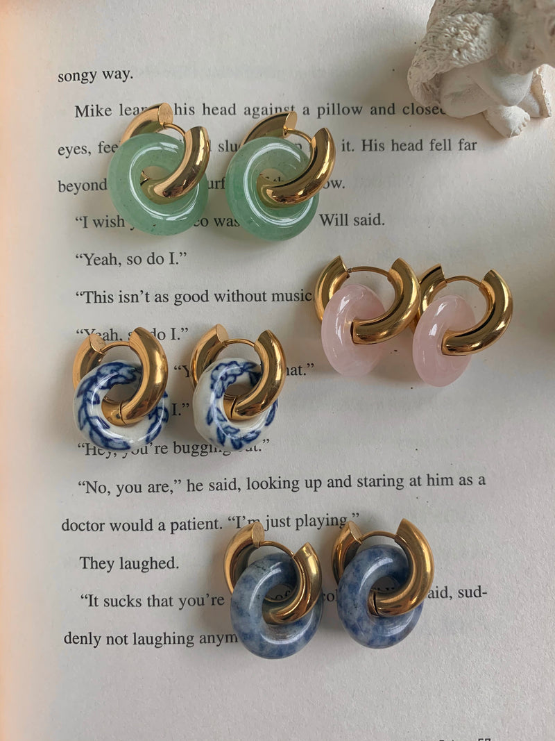 Donut Hoops - Green Aventurine