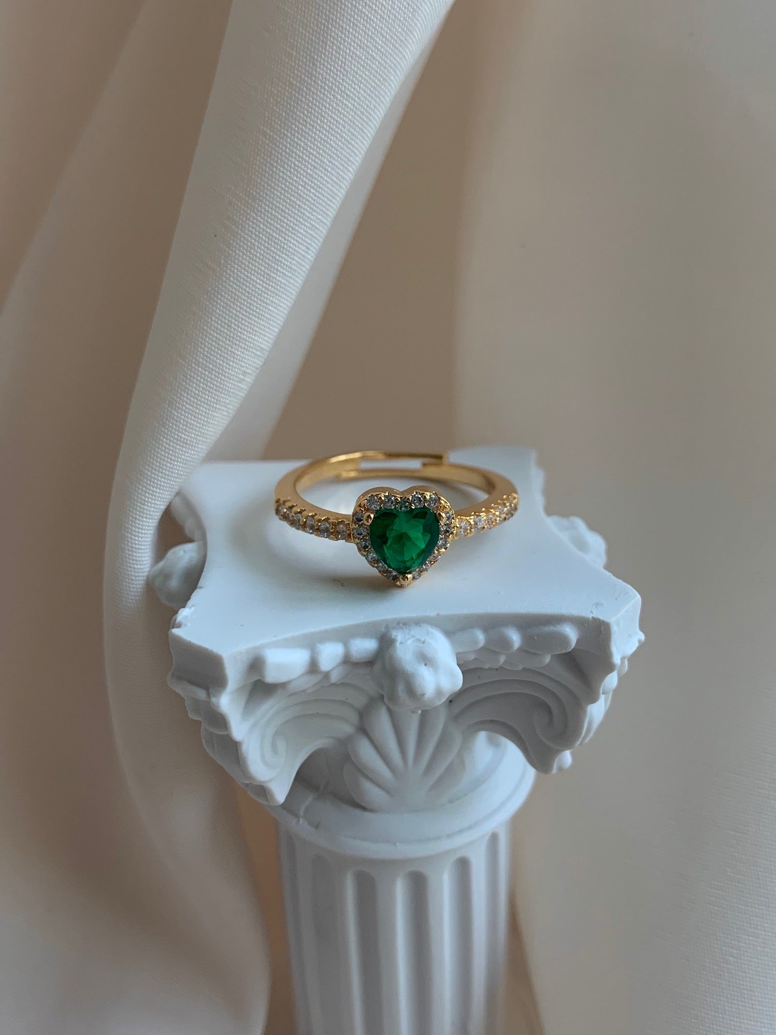 Emerald Heart Gemstone Ring