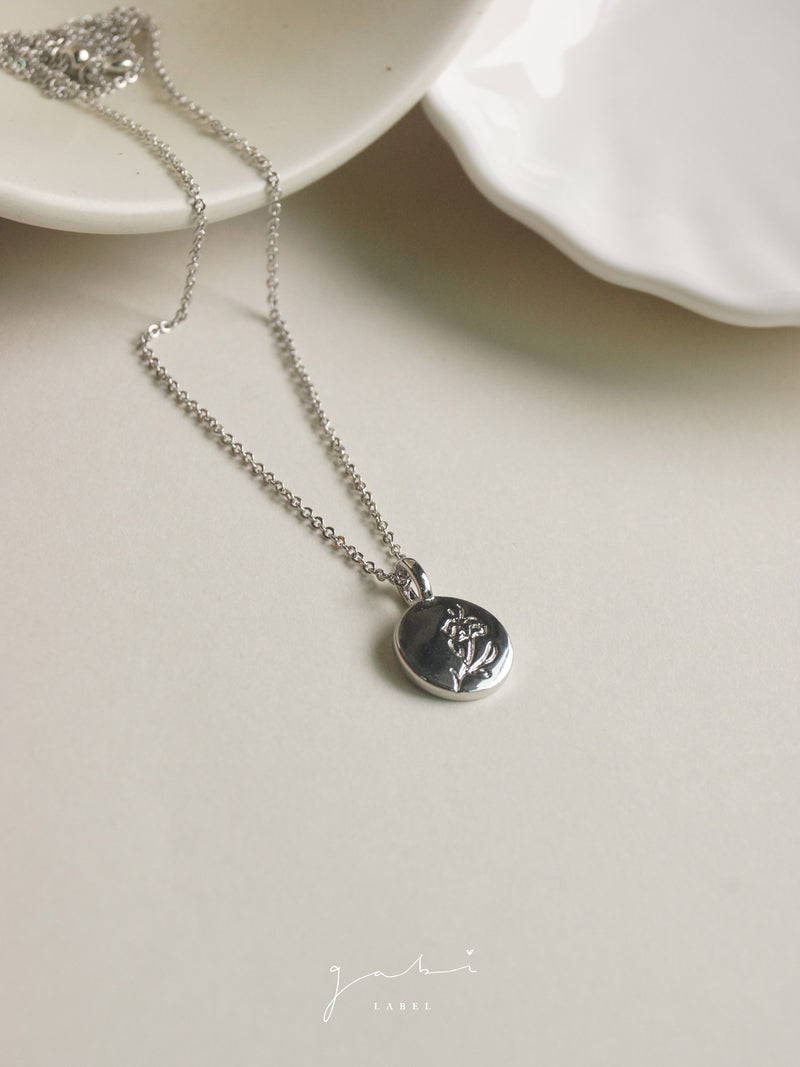 Peony Pendant Necklace - Silver