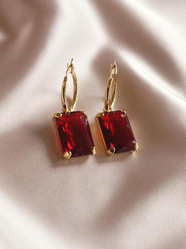 ANASTASIA Earrings - Ruby Red *Gold-plated