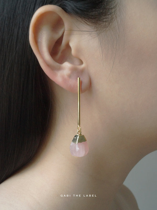 Stone Earrings - Blush Pink *18K Gold-plated