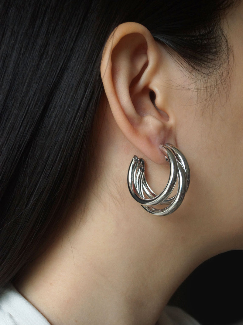 Bold Triple Hoops - Silver *Platinum-plated