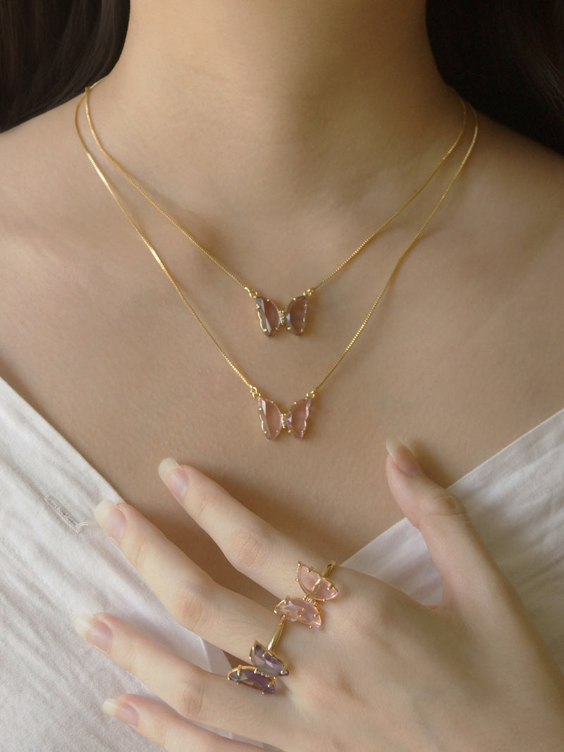 LOVEDAY Necklace - Pink *Gold-plated
