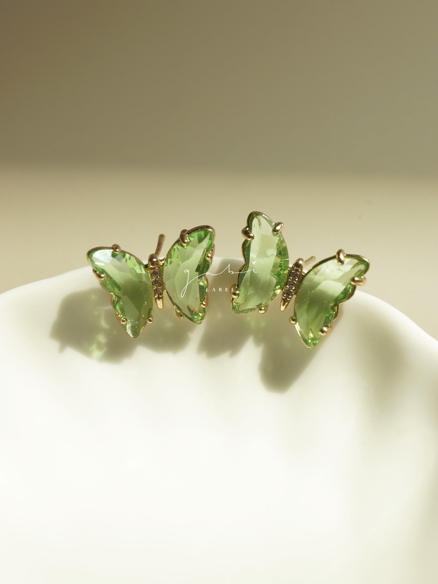 Clous d'oreilles papillon - Vert menthe *S925 Earposts