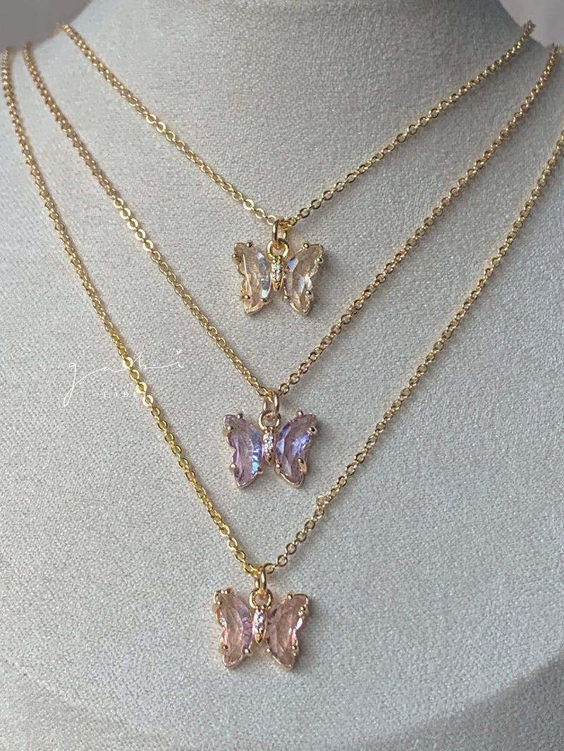 Petite Butterfly Necklace - Lilac