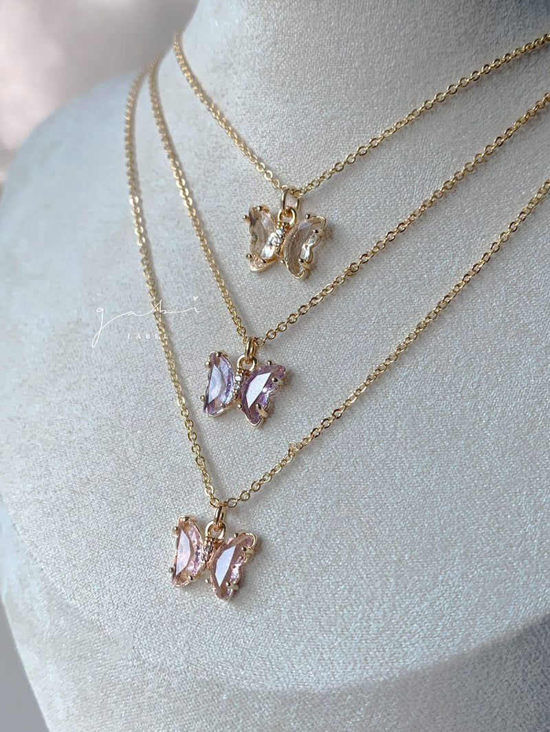 Petite Butterfly Necklace - Lilac