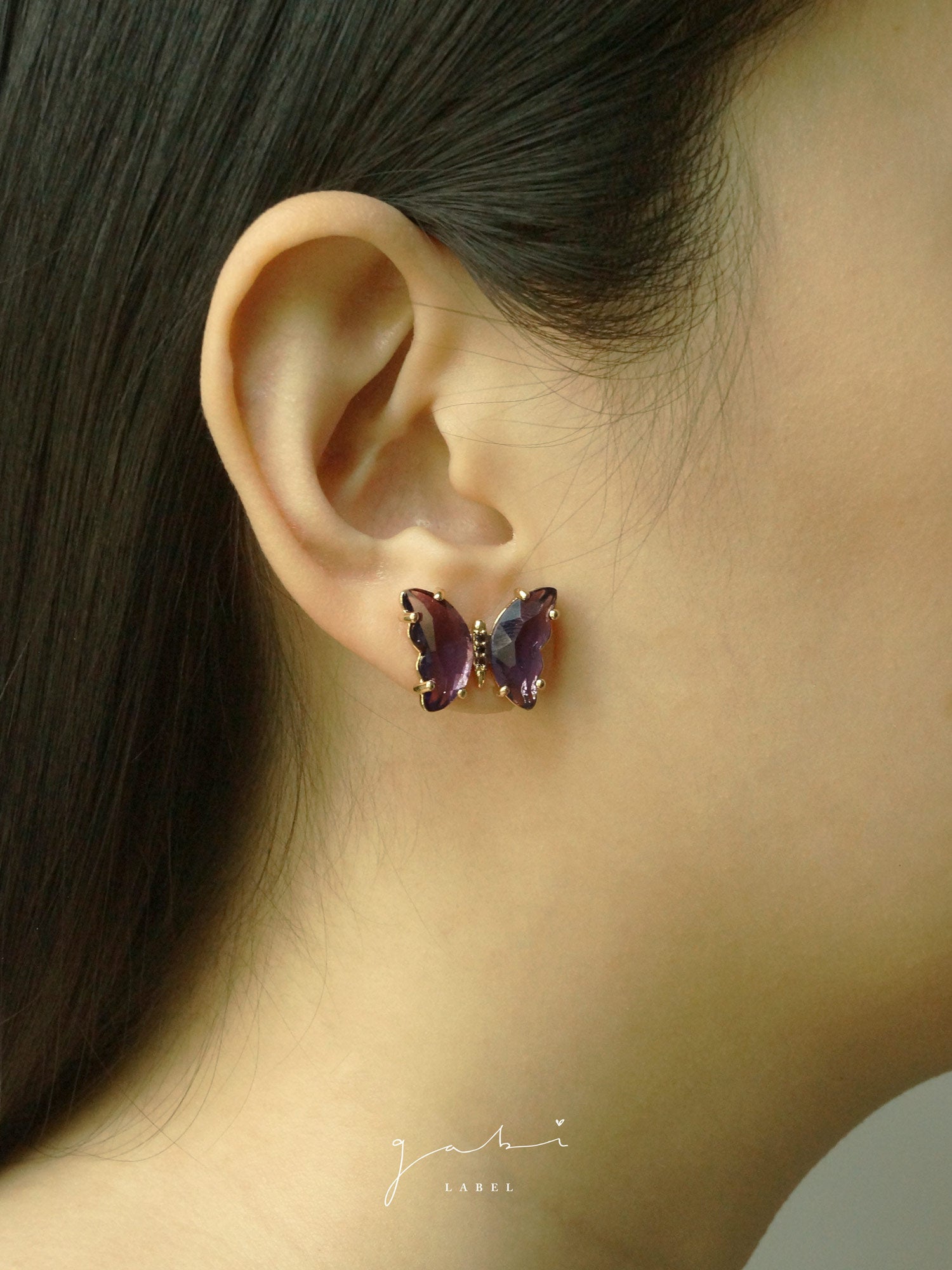 Clous d'oreilles papillon - Violet *S925 Earposts