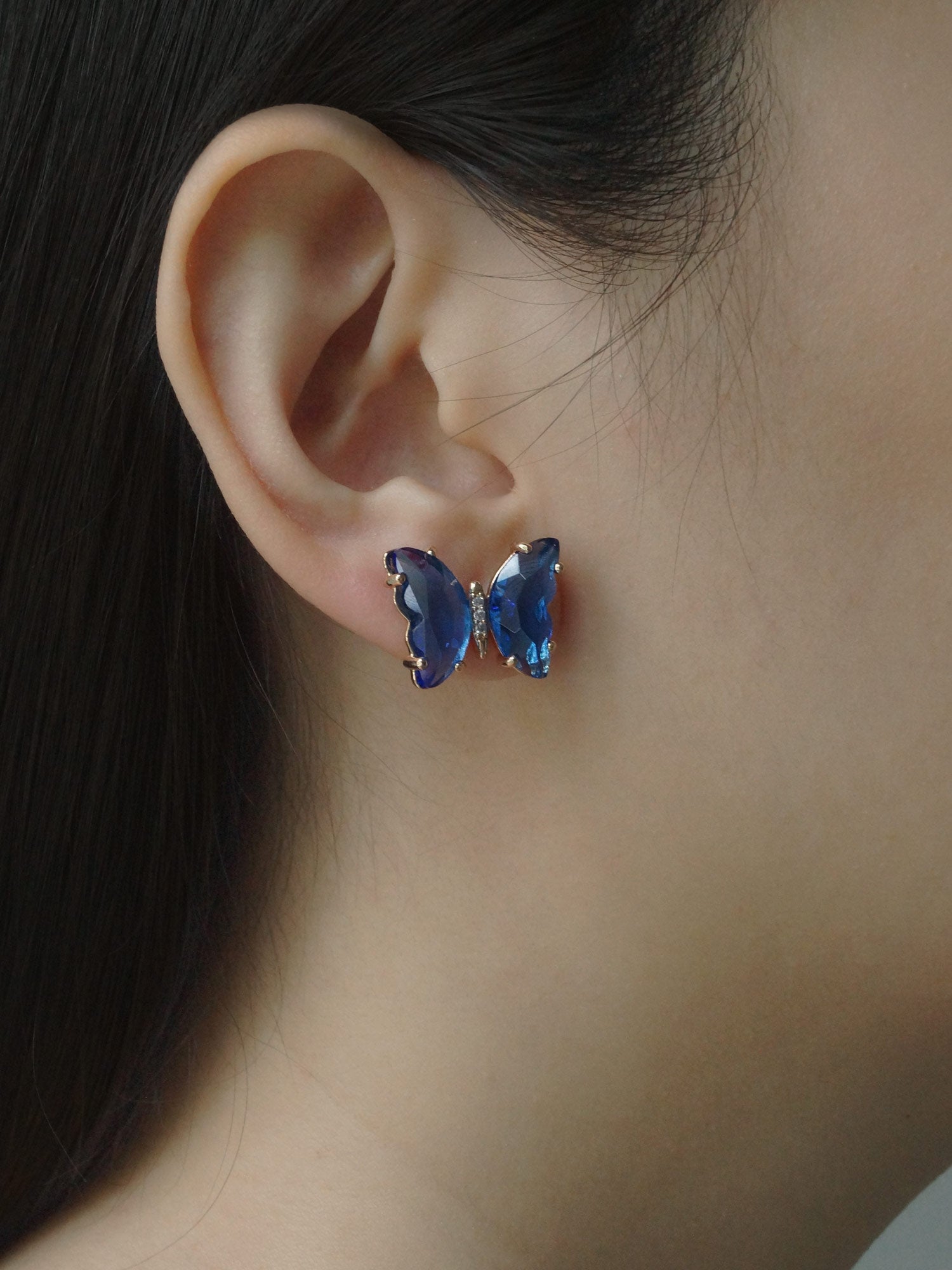 Clous d'oreilles papillon - Bleu *S925 Earposts