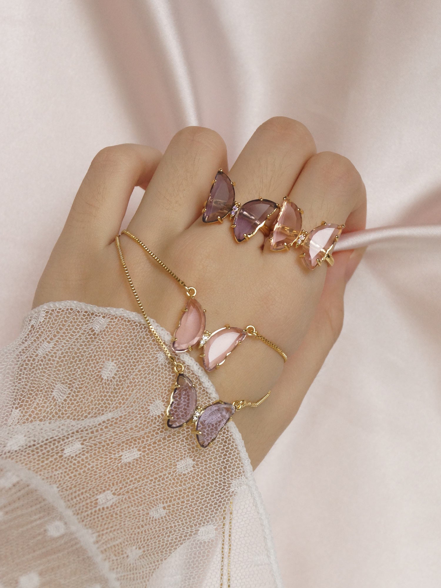 LOVEDAY Butterfly Ring - Pink *Gold-plated
