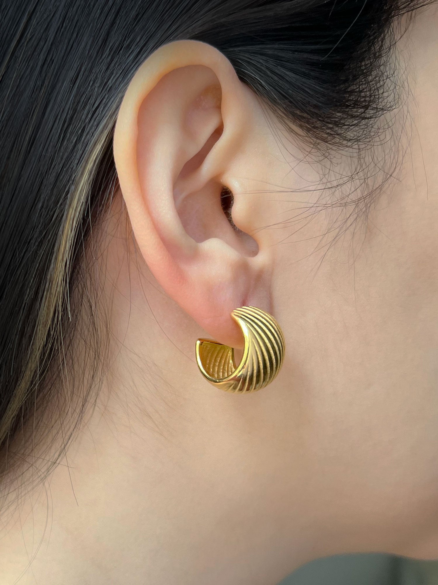 Textured Thick Gold Hoops
