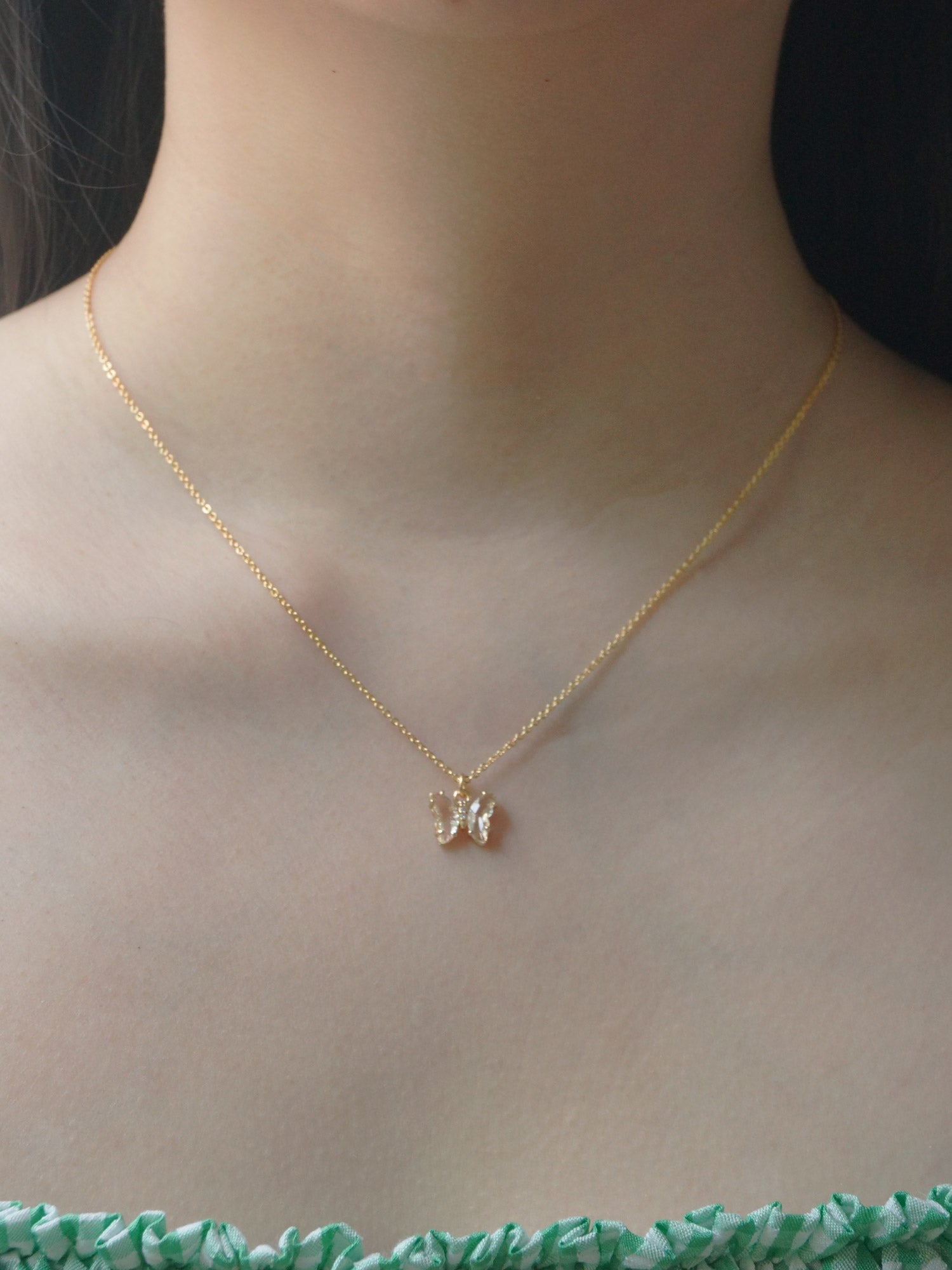 Petite Butterfly Necklace - Clear