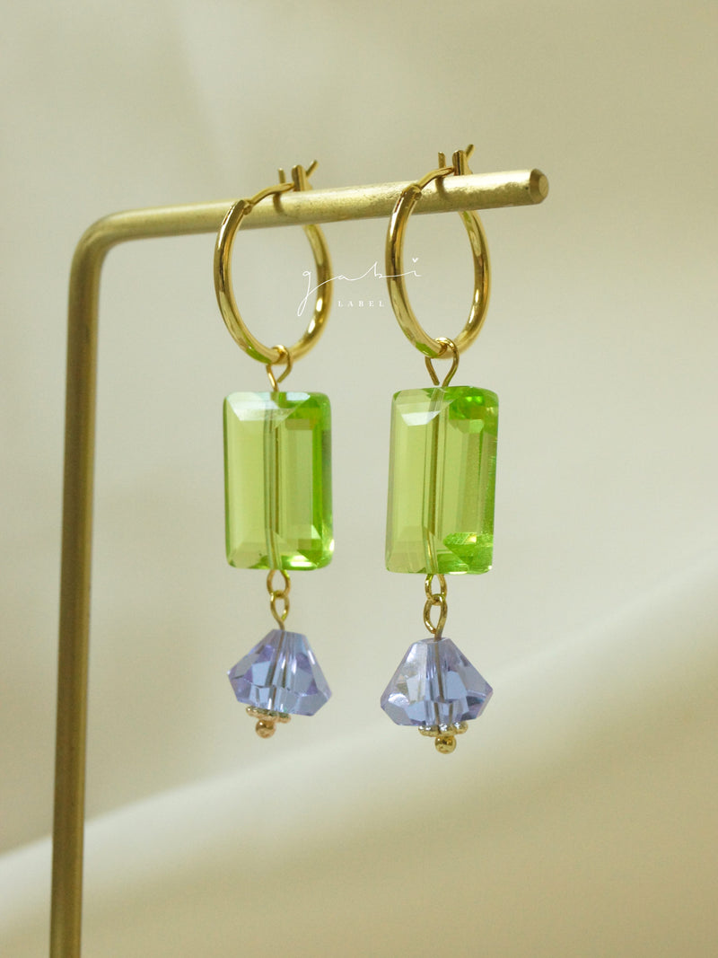 Colour Glass Crystal Hoop Earrings