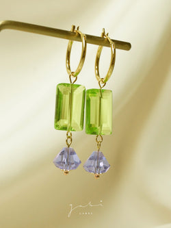 Colour Glass Crystal Hoop Earrings