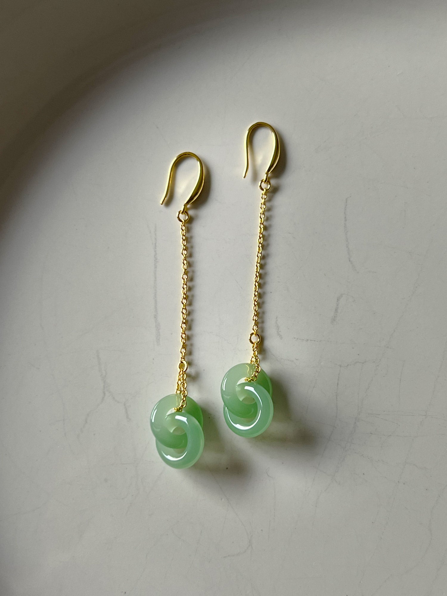 Boucles d'oreilles pendantes en jade infini