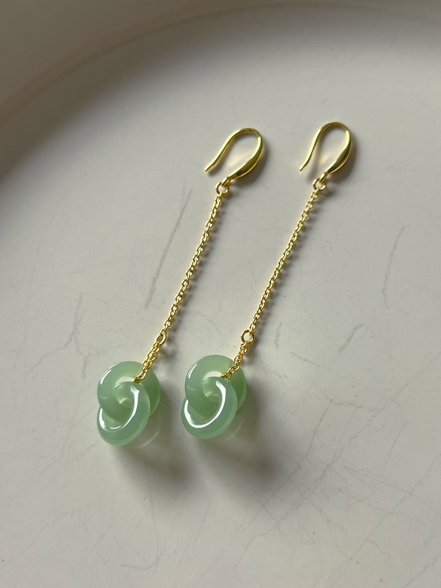 Boucles d'oreilles pendantes en jade infini